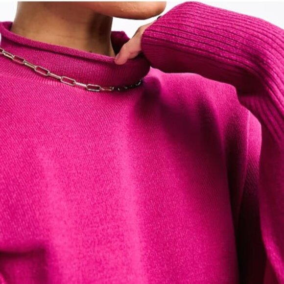 French Connection 🟣 GUC Size XS High Neck Sweater in Hot Magenta Pink - Picture 4 of 11